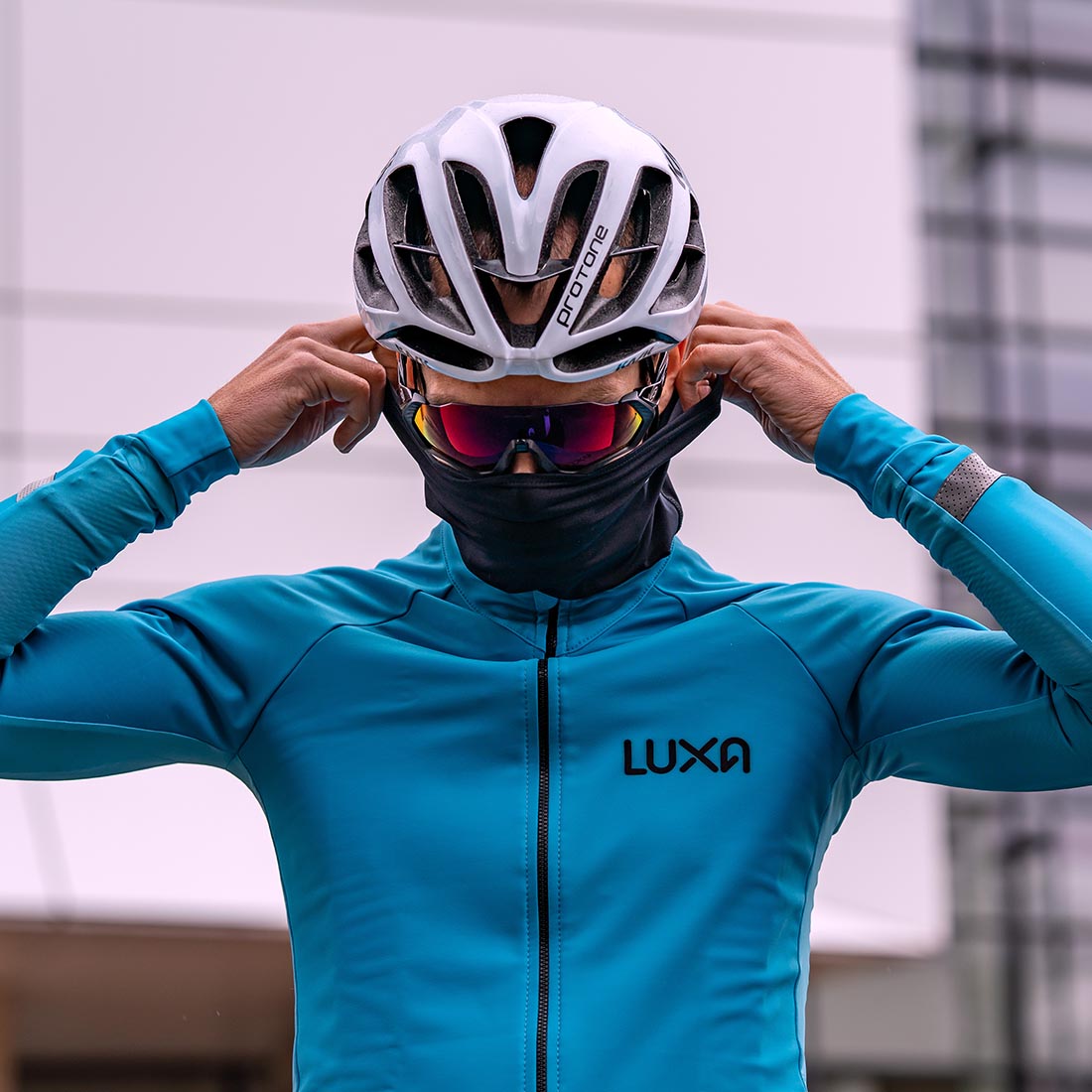head and face warmers for road cyclists under helmet or to wear on neck